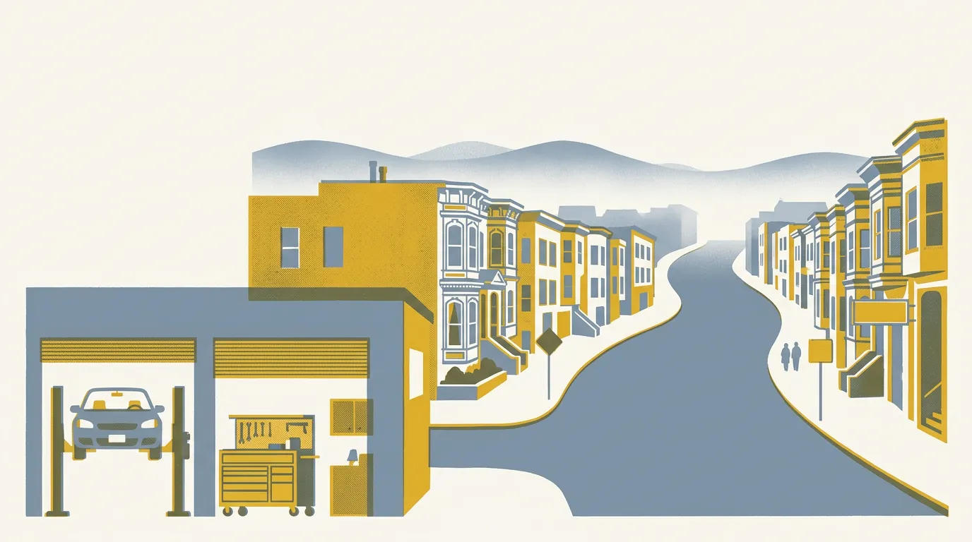 Illustration of auto repair shops in San Francisco
