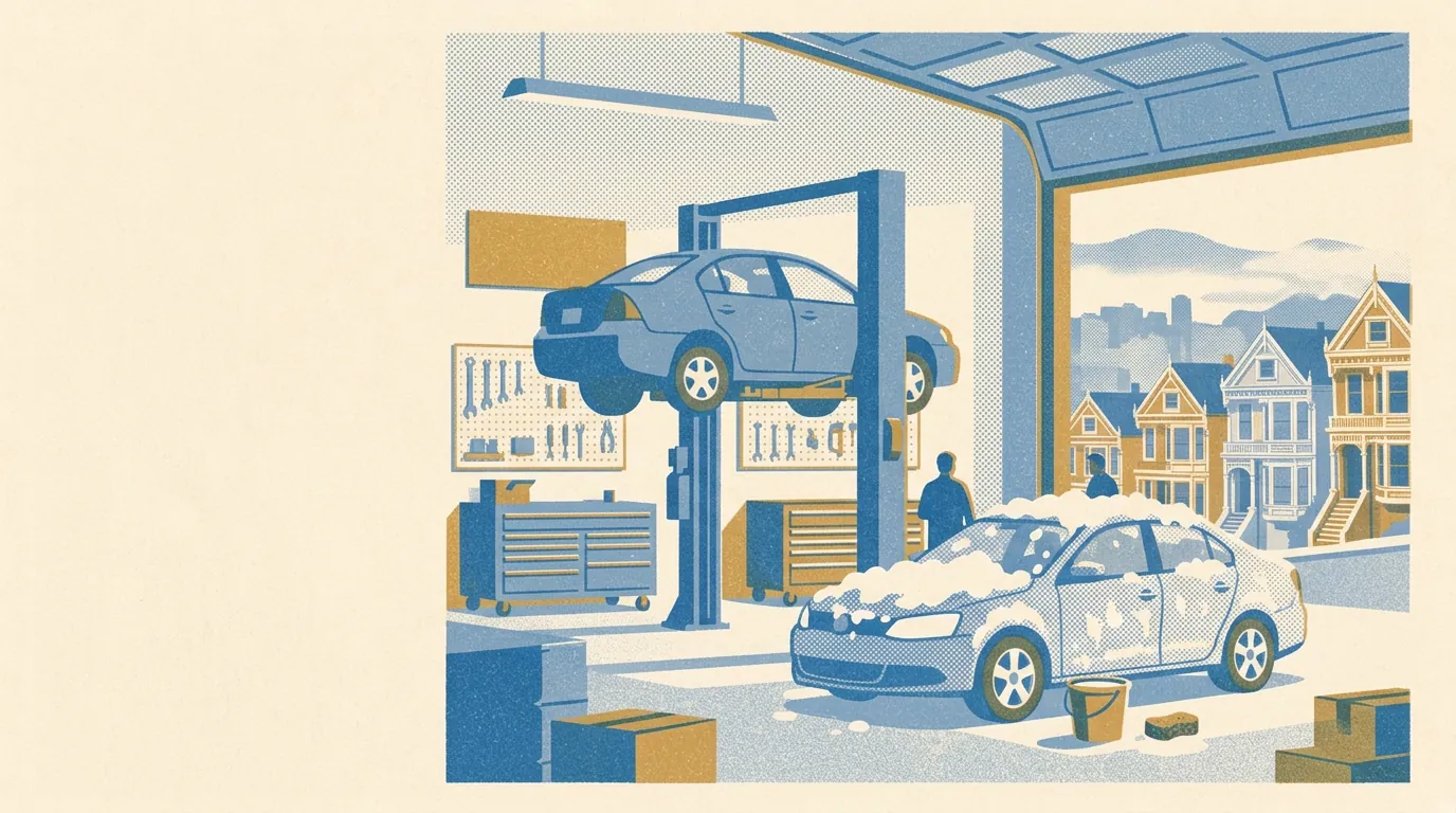 Illustration of auto repair shops in San Francisco