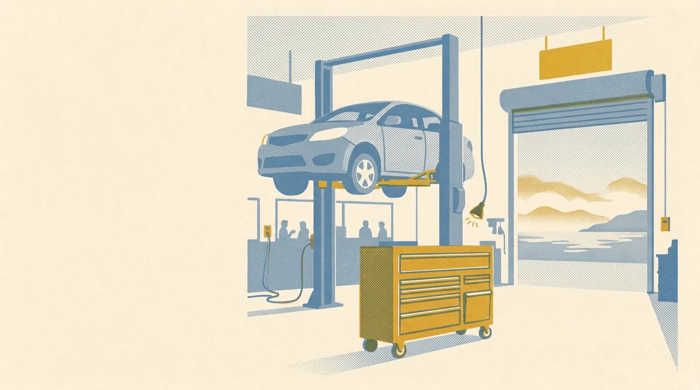 Illustration of auto repair shops in the Bay Area