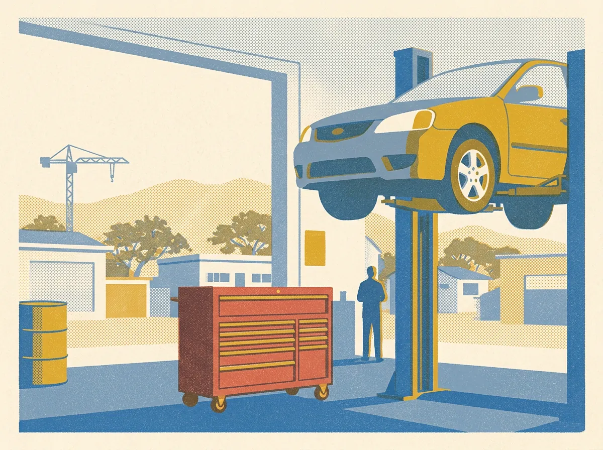 Illustration of auto repair shops in Oakland
