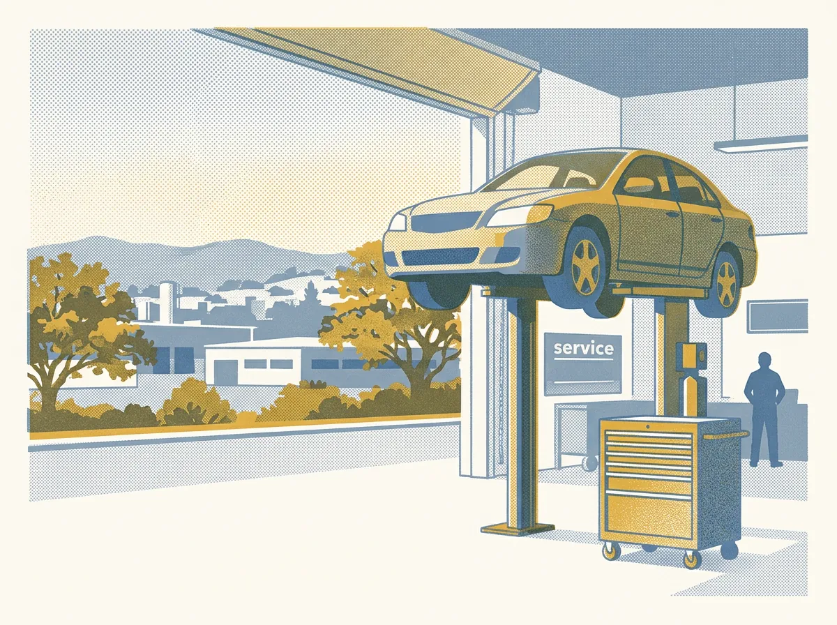 Illustration of auto repair shops in Oakland